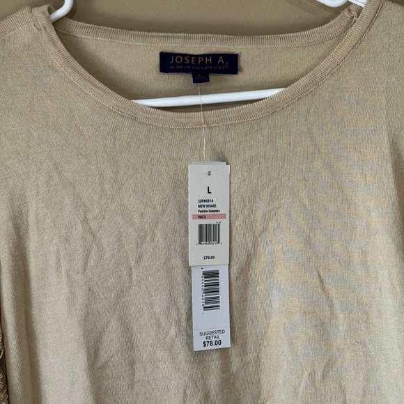 NWT Joseph A. Women's Mixed Media Lace Sequins Sleeve Sweater Khaki Size Large - Picture 5 of 6